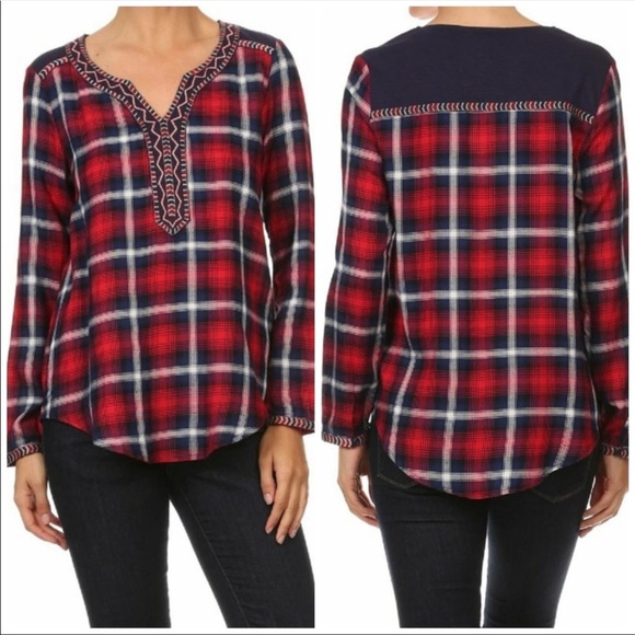 THML Tops - THML reb/blue plaid women's top Size S